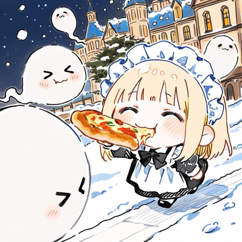 メイドちゃんは雪夜を歩く🍕(>ω< )👻✨ ☃️