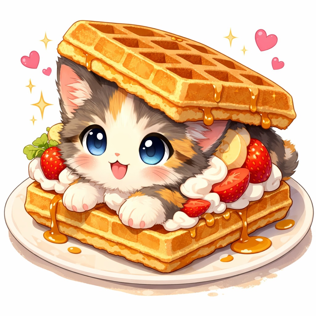 【触発投稿】ronさんのイチゴワッフルに触発され😊 | の人気AIイラスト・グラビア
