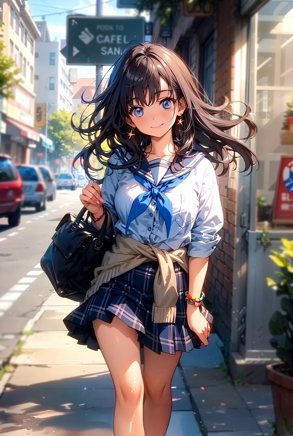 カーディガン腰に巻くトパーズちゃん