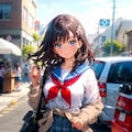 カーディガン腰に巻くトパーズちゃん 2枚目
