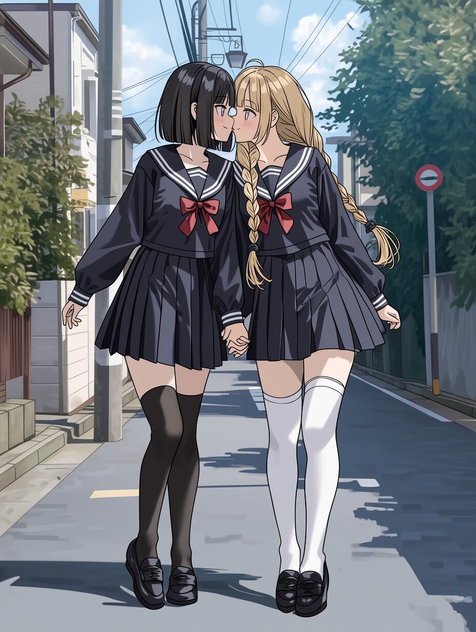 キスしたい二人のJK67 | の人気AIイラスト・グラビア