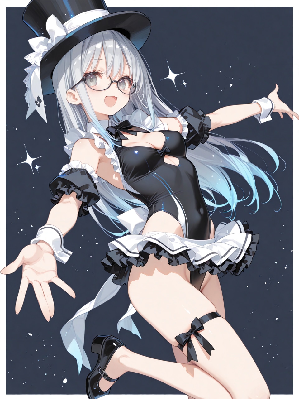 トップハット競泳メイド風謎衣装 | の人気AIイラスト・グラビア
