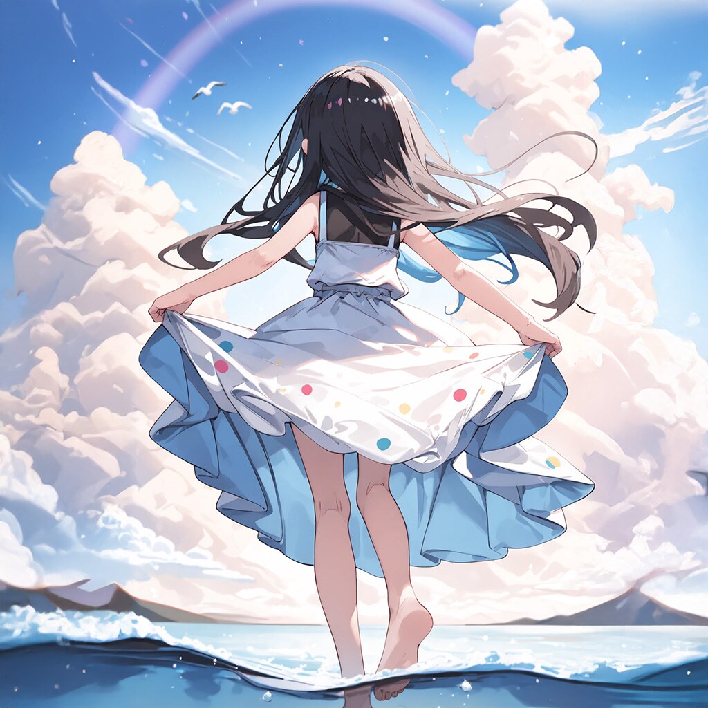 海辺でパシャパシャ