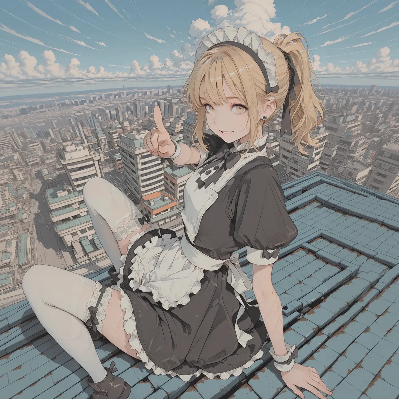 屋根の上のメイド | の人気AIイラスト・グラビア