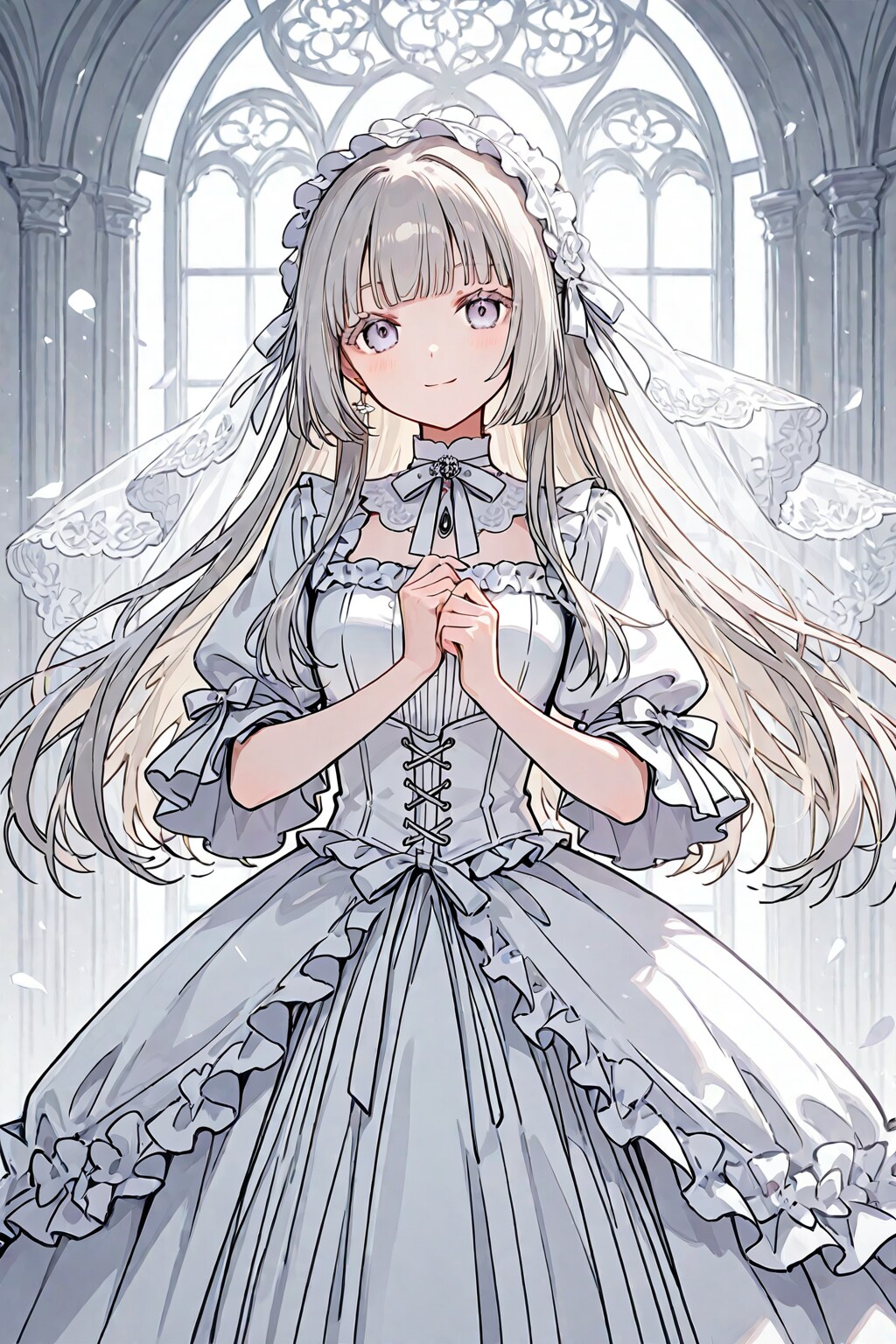 白いゴシックドレスを着た少女 | の人気AIイラスト・グラビア