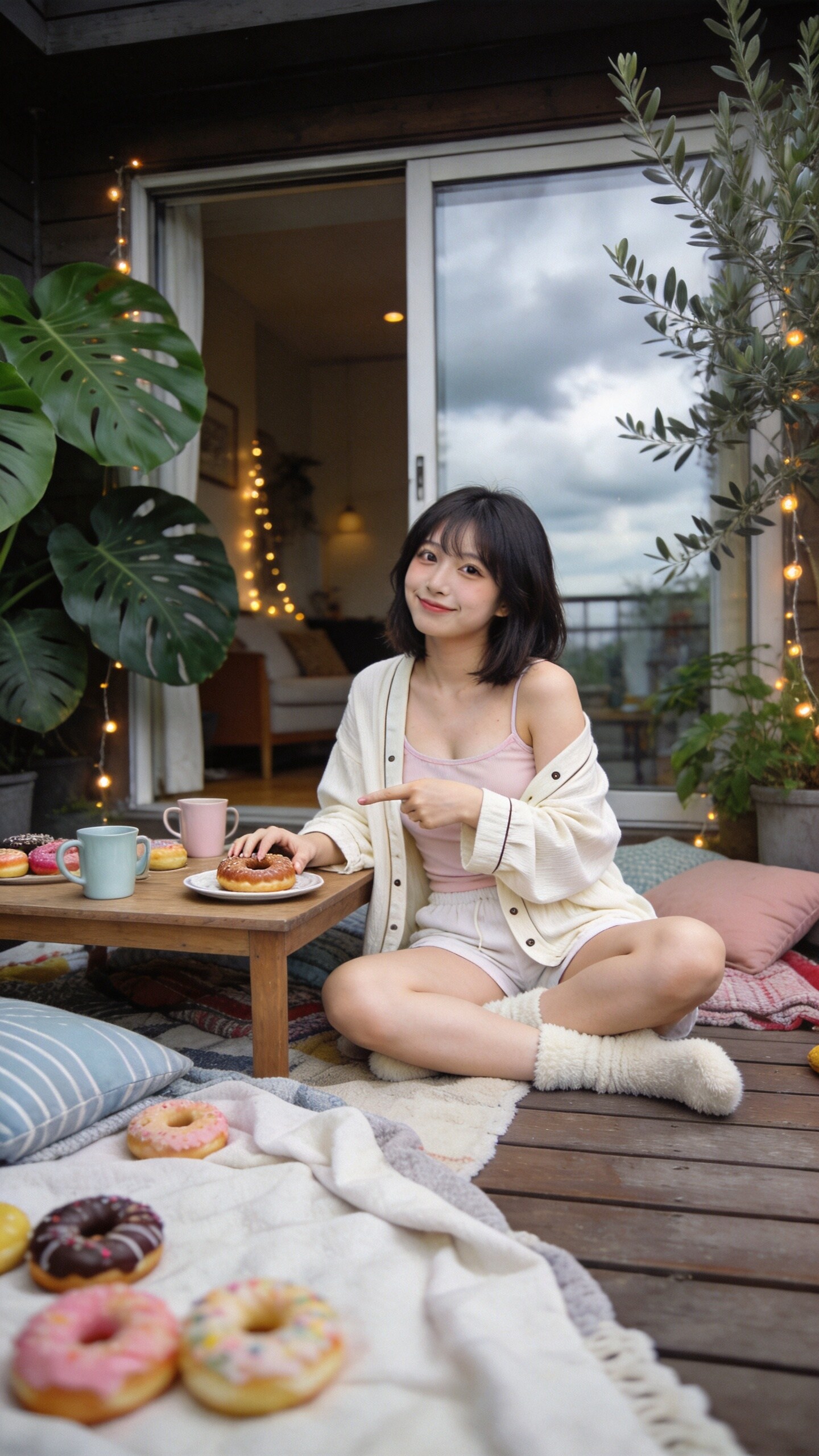 Tiny Happiness on the Wooden Deck