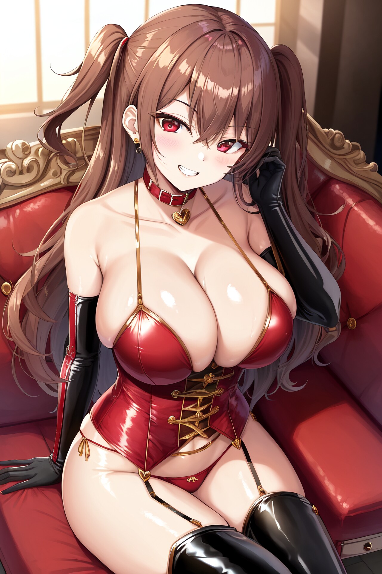 茶髪ツーサイドアップボンデージ女王様ちゃん＆豪華なソファ ほらら