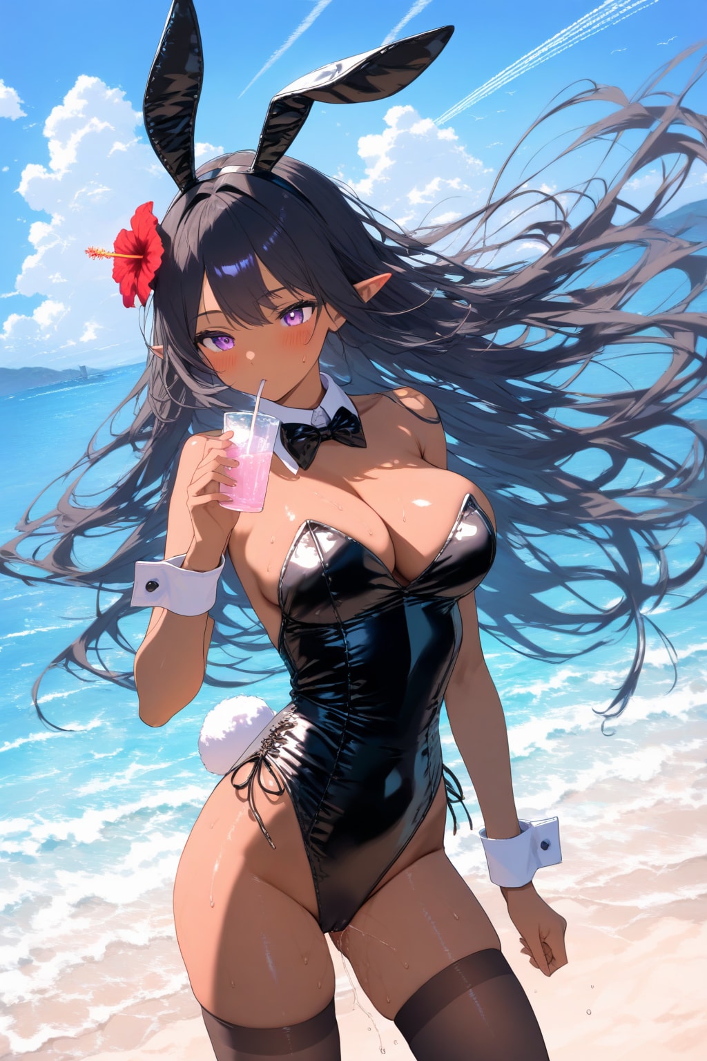 ダークエルフさん水分補給