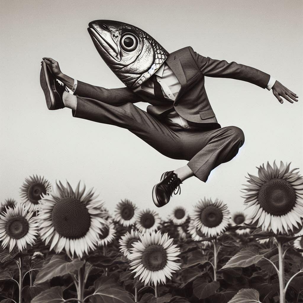 ひまわり畑で黄昏るイワシ（仮）