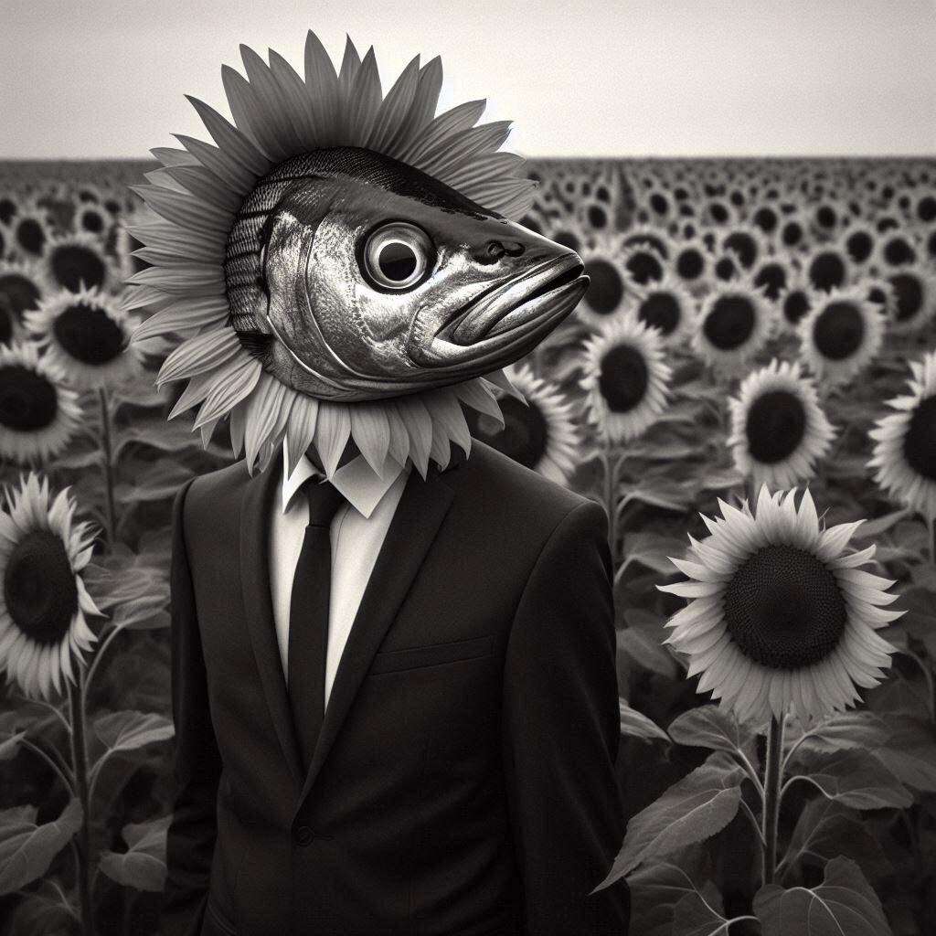 ひまわり畑で黄昏るイワシ（仮）