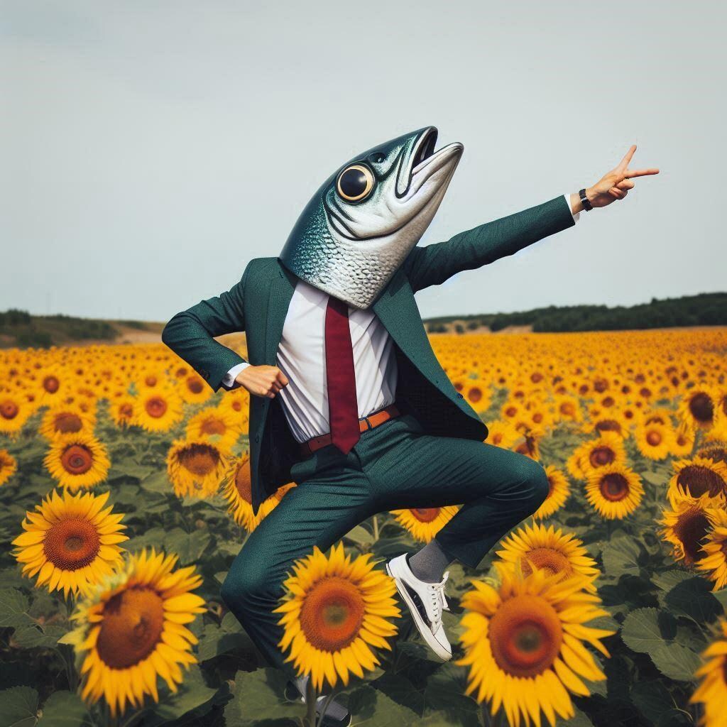 ひまわり畑で黄昏るイワシ（仮）