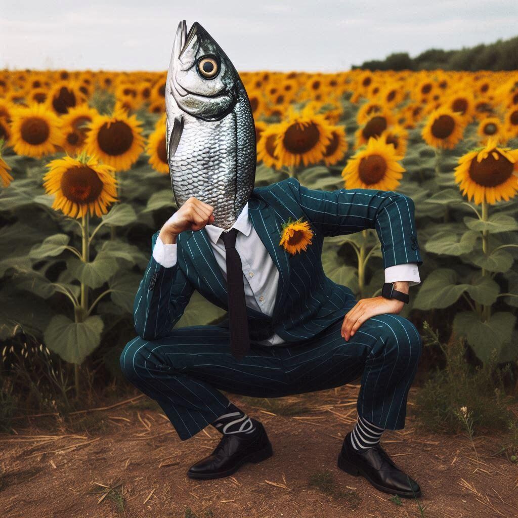 ひまわり畑で黄昏るイワシ（仮）