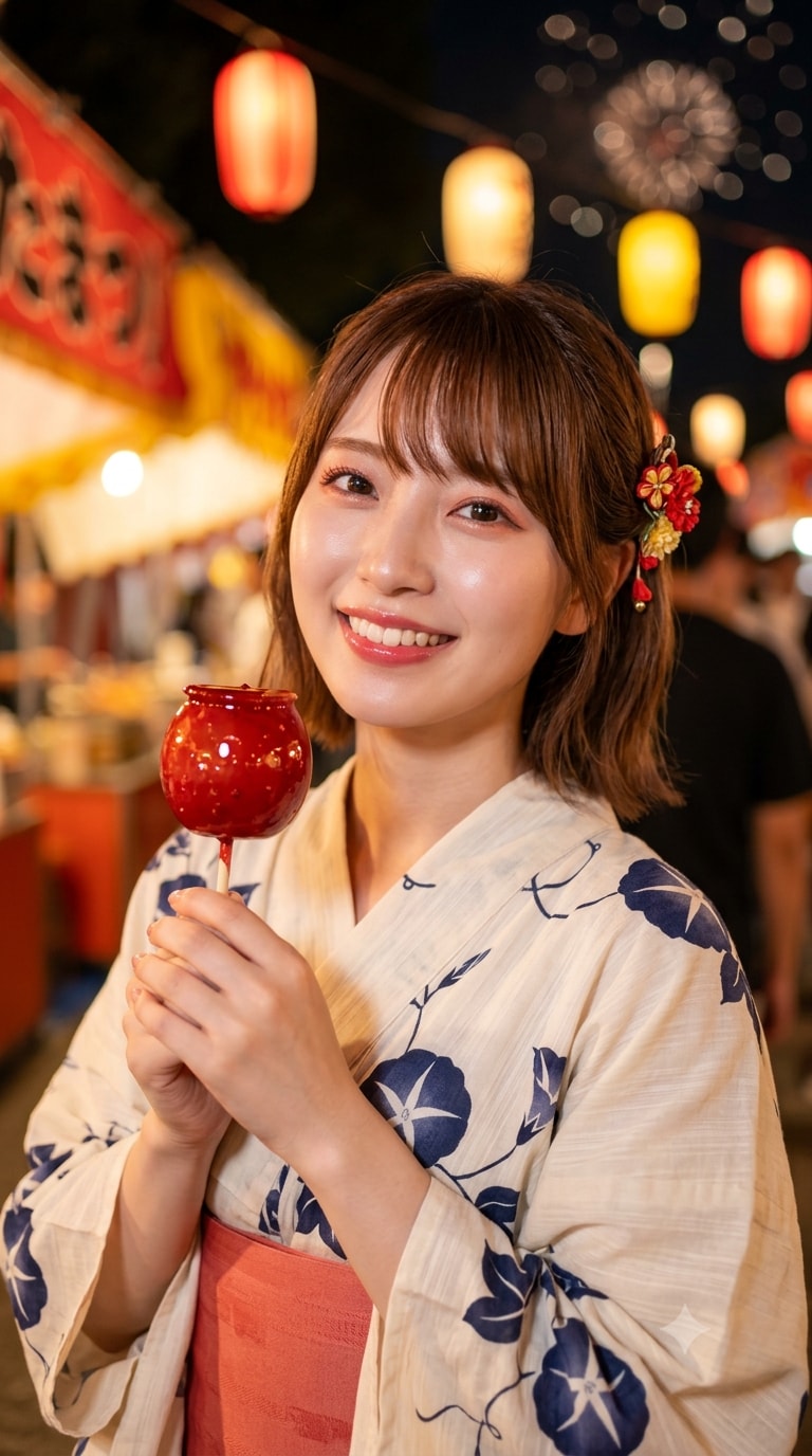 夏が来ると、思い出す笑顔～Japanese Festival Portrait with Candy Apple～