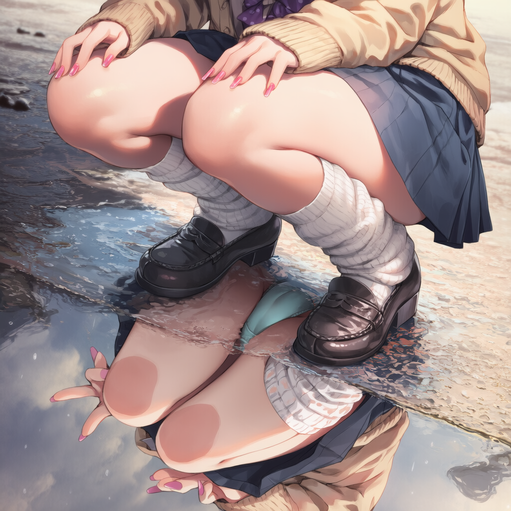水溜まりパンチラ