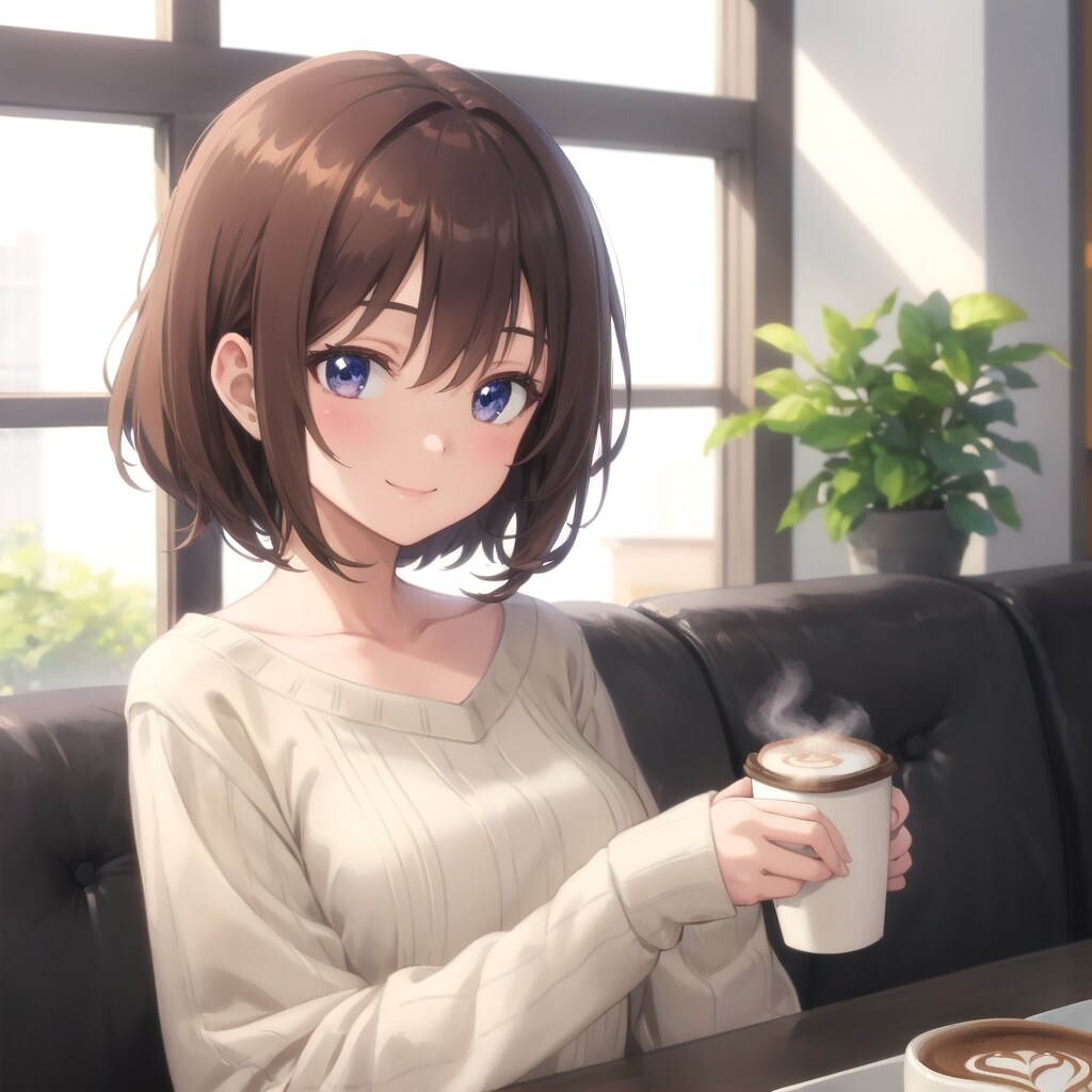 カフェラテの微笑み | の人気AIイラスト・グラビア