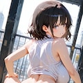 かがんで見せつける少女 7枚目