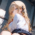 かがんで見せつける少女 6枚目