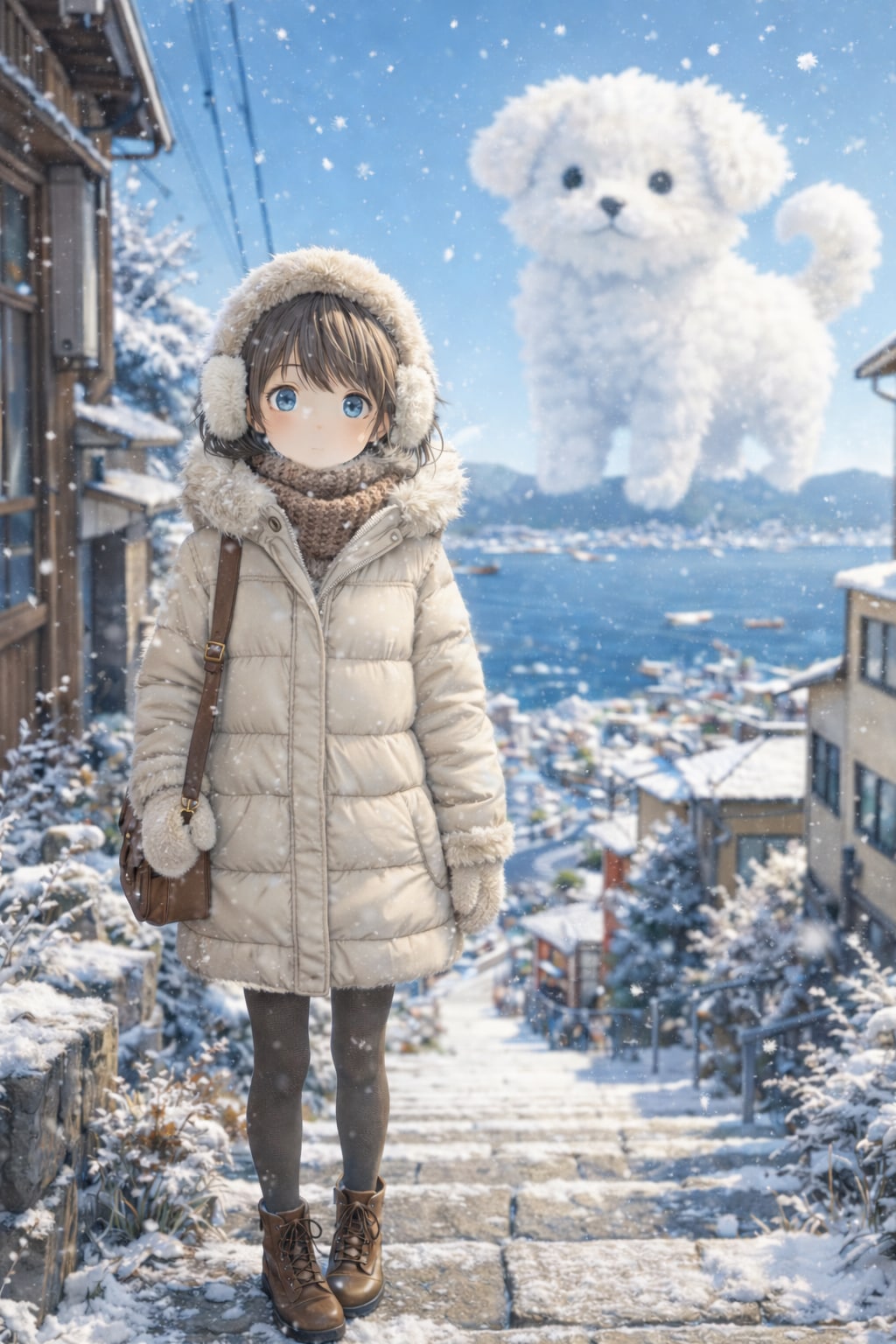 冬の港町と、白い息 | の人気AIイラスト・グラビア