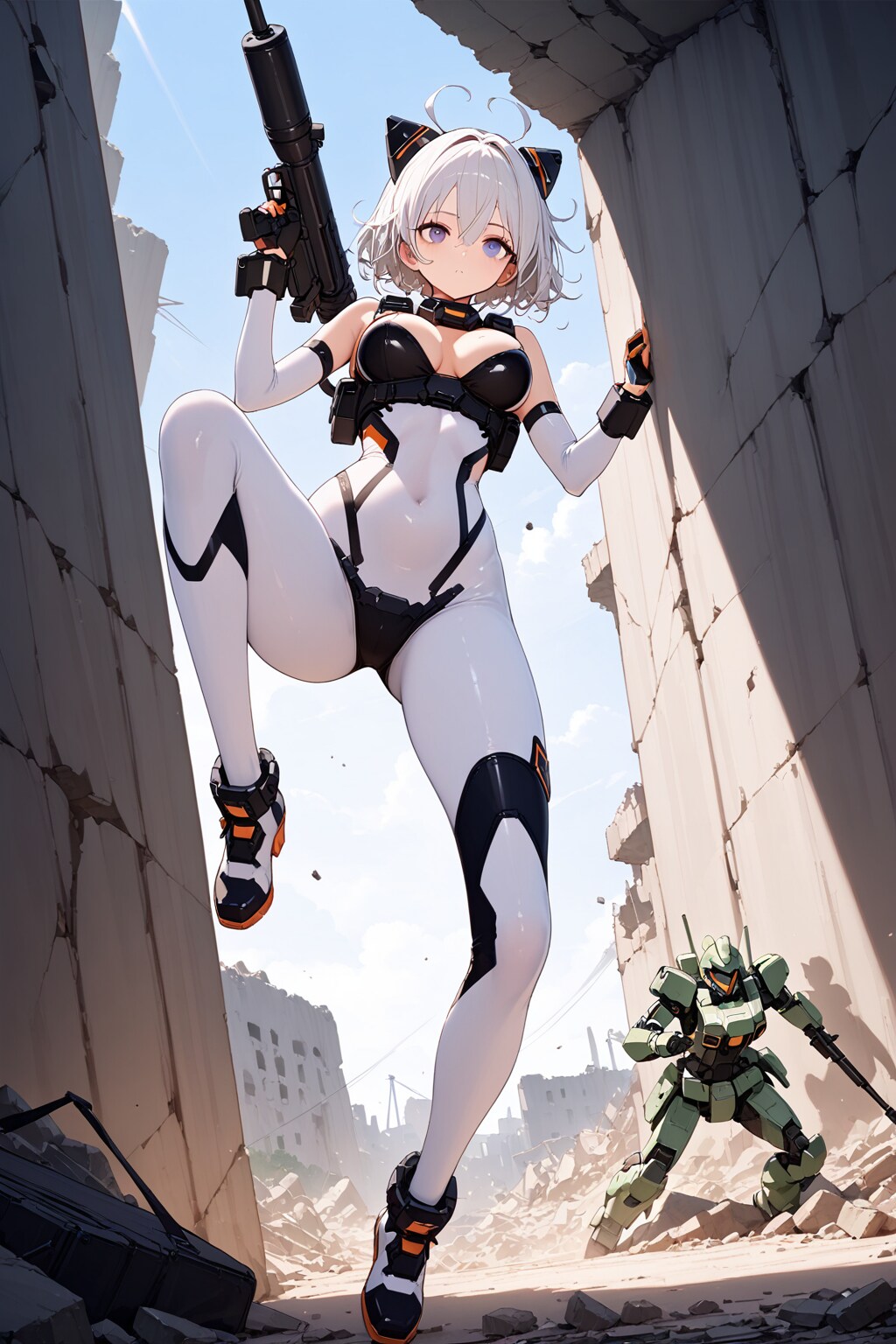 変なポーズを取るメカ娘