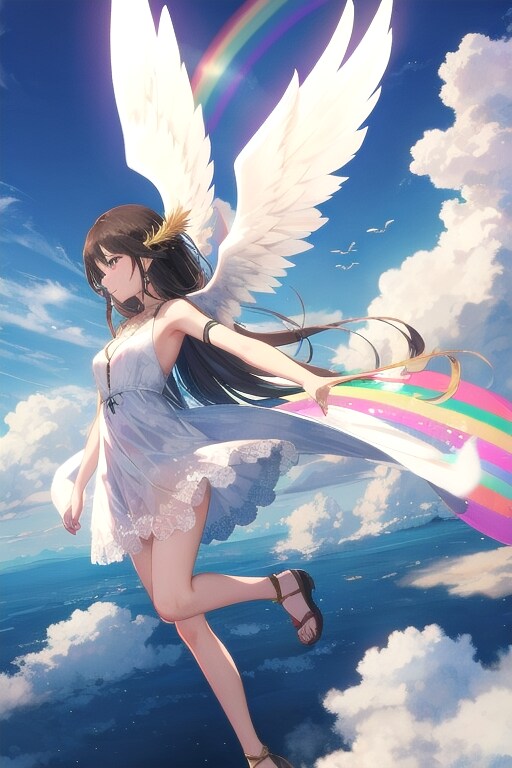 空に浮く天使