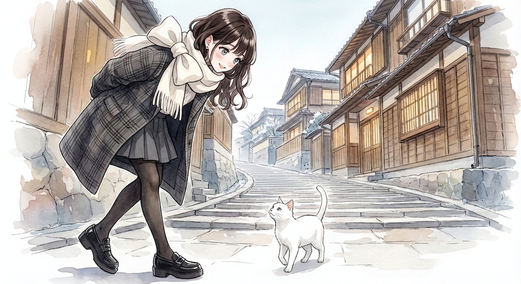 お散歩〜白にゃんこ発見🐱✨