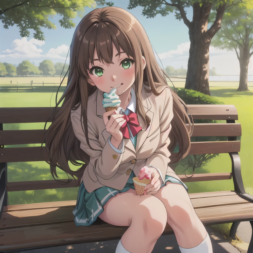 茶髪ロングでブレザーの少女３