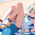 SamekoSabaが砂浜でアイスを咥えながらグラビアパンチラ 5枚目