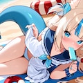 SamekoSabaが砂浜でアイスを咥えながらグラビアパンチラ 4枚目