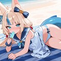 SamekoSabaが砂浜でアイスを咥えながらグラビアパンチラ 12枚目