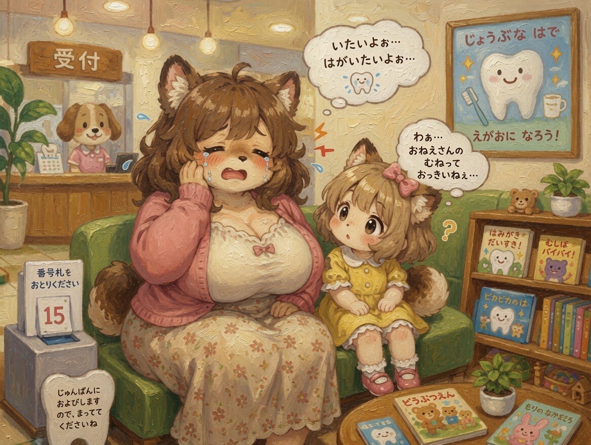 はがいたいおねえさんとおむねがきになる女の子