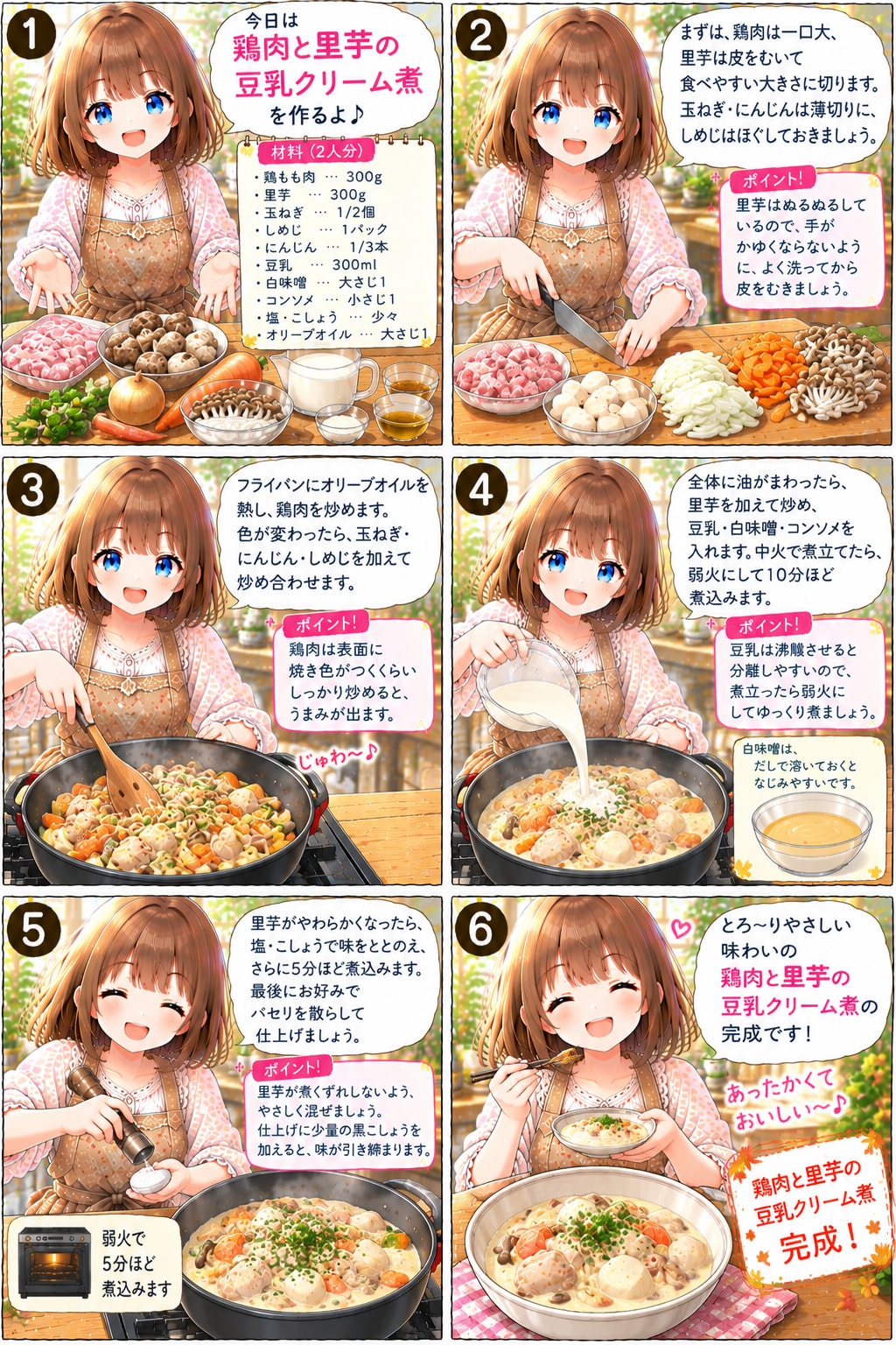鶏肉と里芋の豆乳クリーム煮