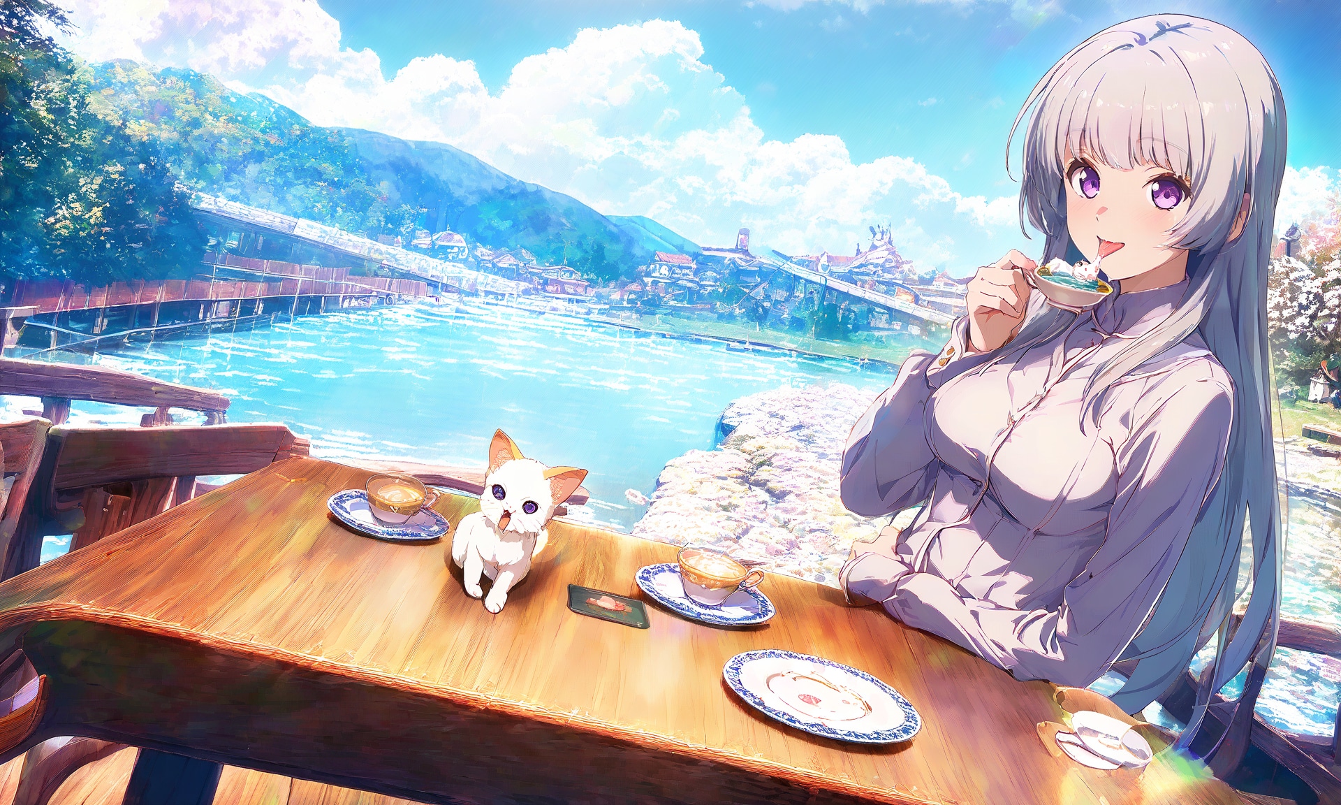 散歩途中のティータイム《Stable Diffusion XL版》 | の人気AIイラスト・グラビア