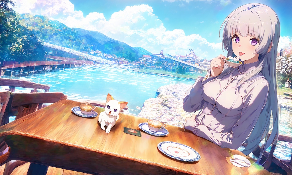 散歩途中のティータイム《Stable Diffusion XL版》