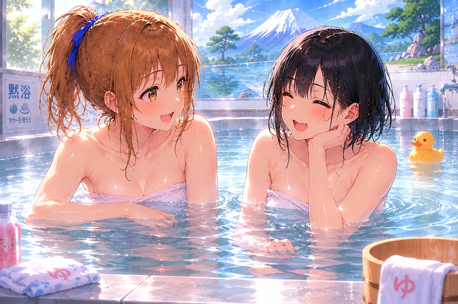 楓ちゃんと雫ちゃん　休日の運動後の銭湯　2