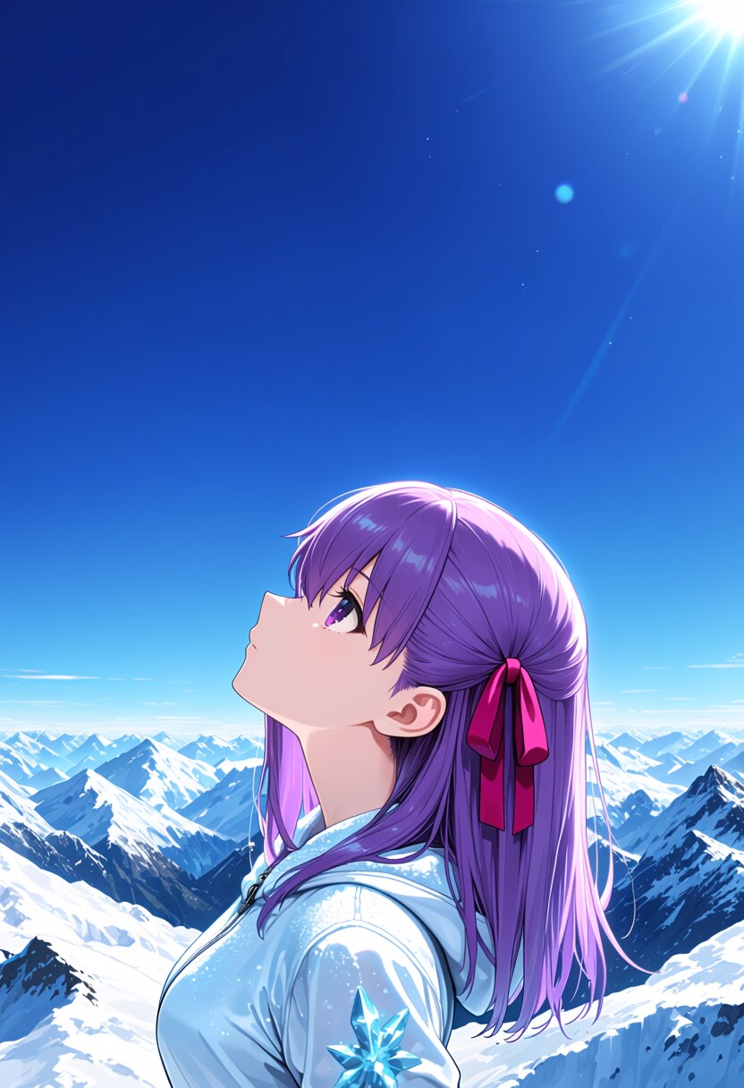 雪山の空と私