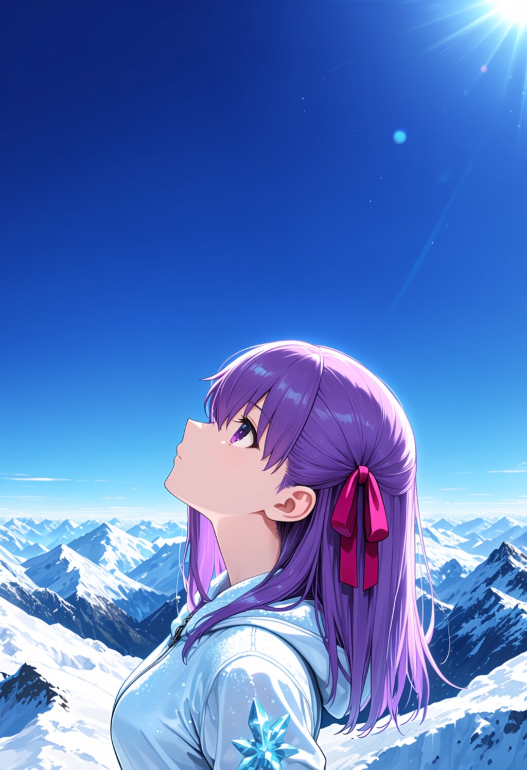 雪山の空と私