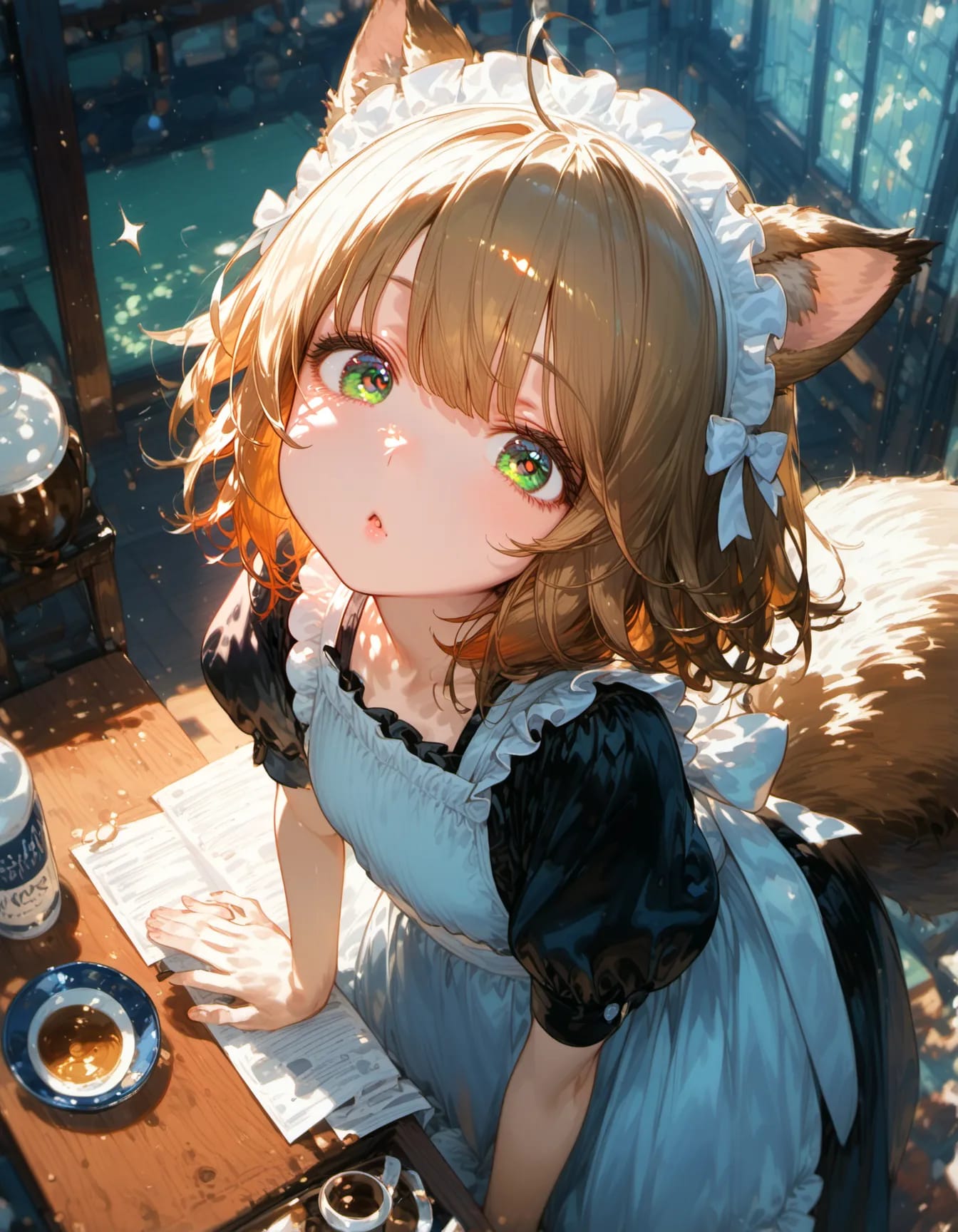 Moonlit Notes at the Café Window | の人気AIイラスト・グラビア