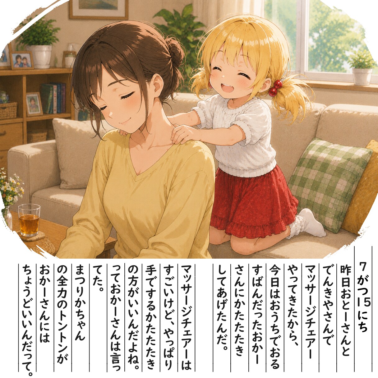 【絵日記】おかーさんをとんとん
