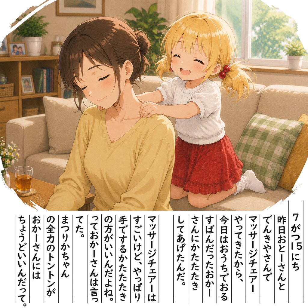 【絵日記】おかーさんをとんとん