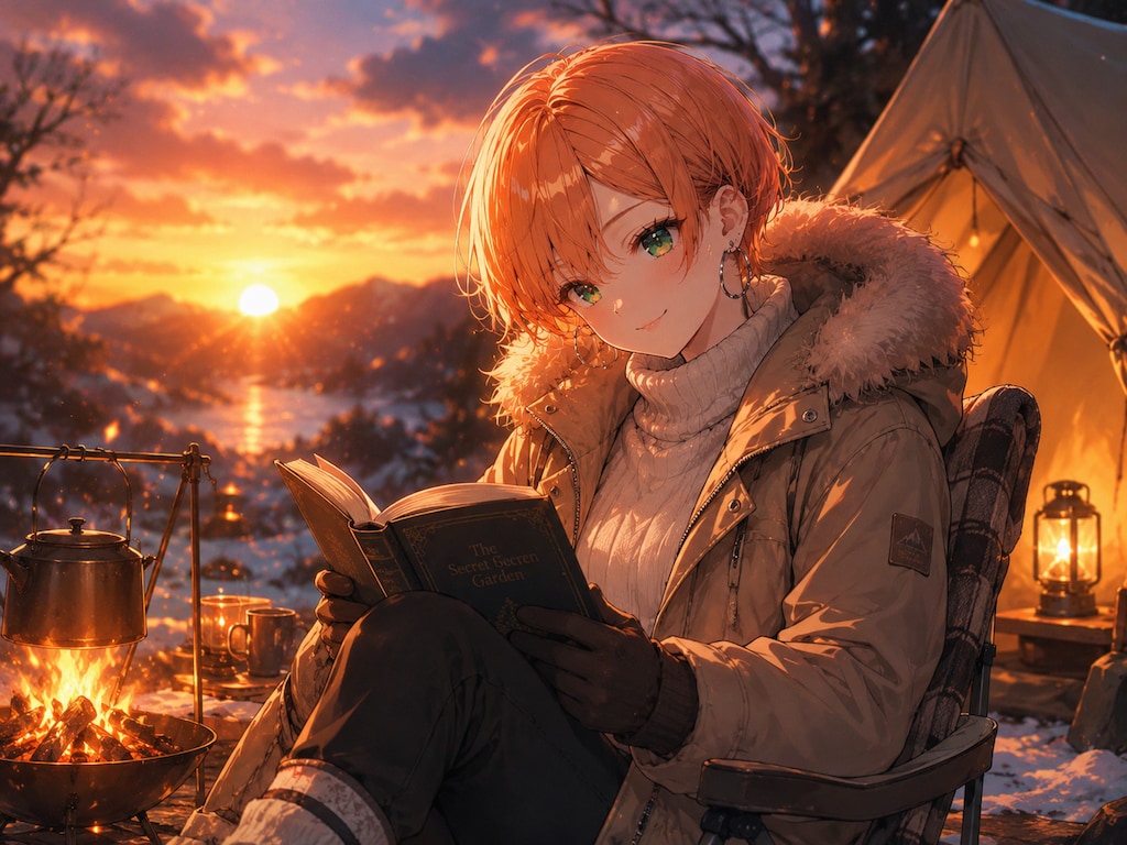 冬キャンプで読書