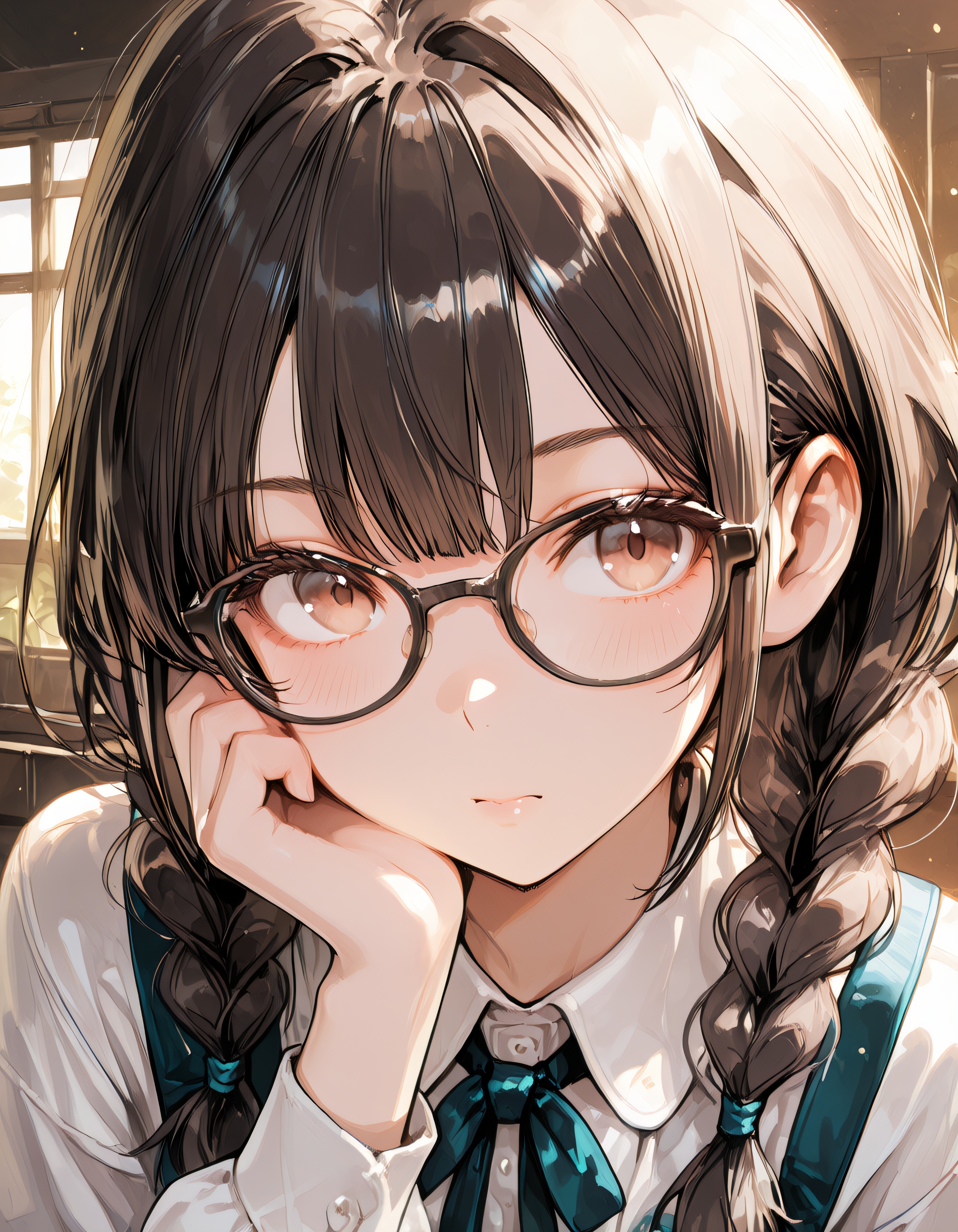 眼鏡三つ編み