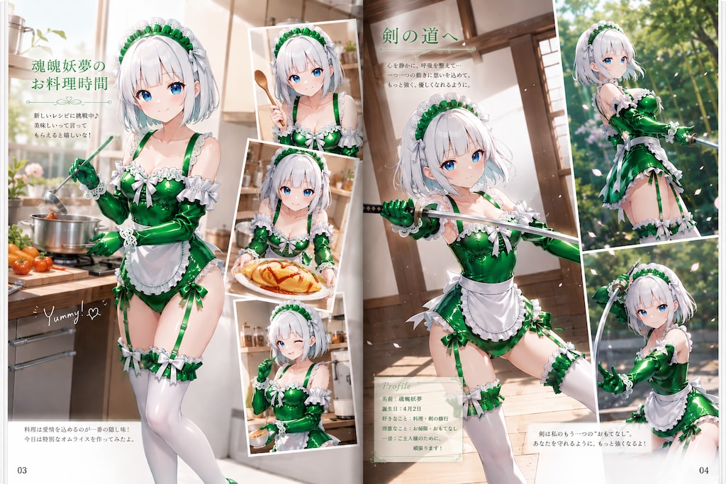 東方キャラのメイドレオタードコス2