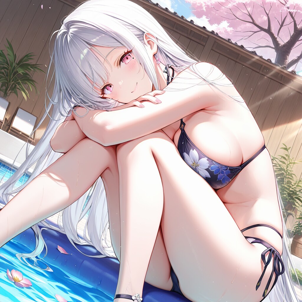 春だよ水着だよ銀髪の子