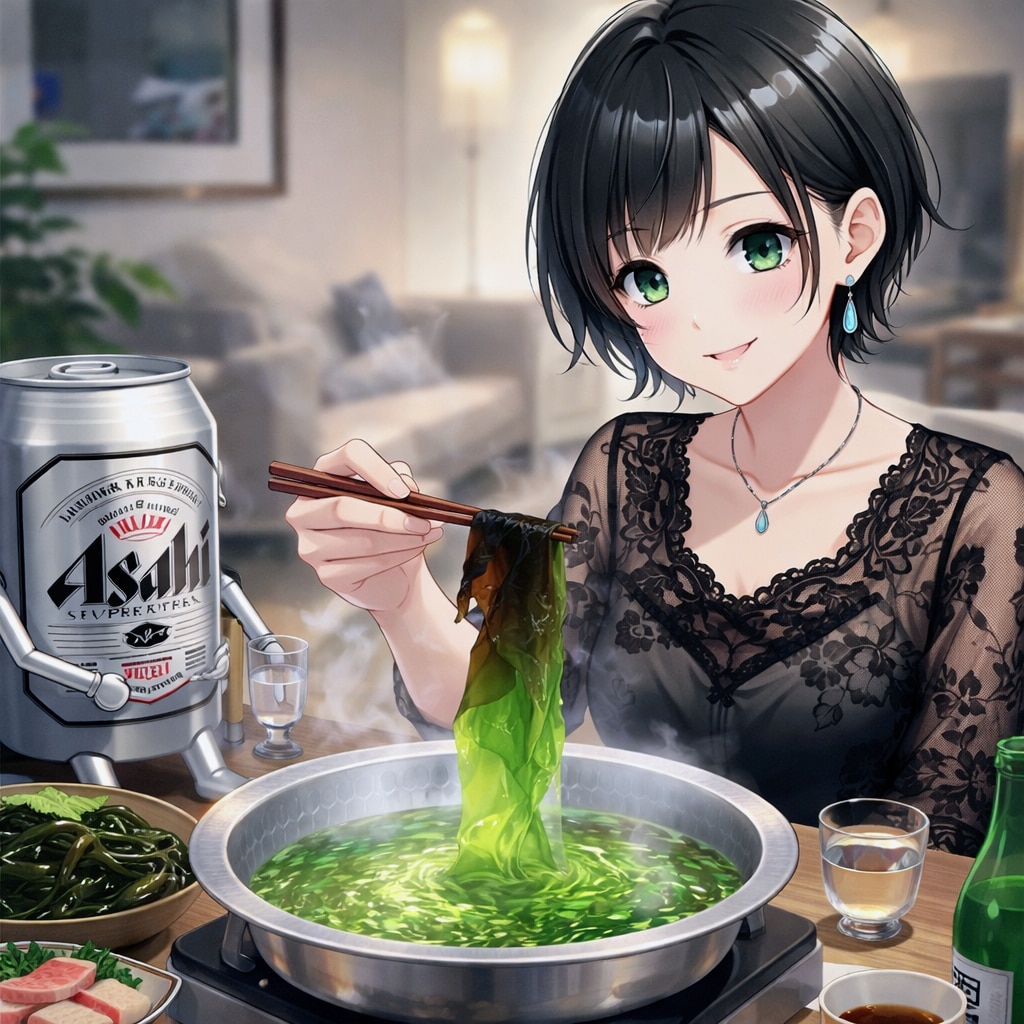 わかめしゃぶしゃぶを食べる藍音ちゃん