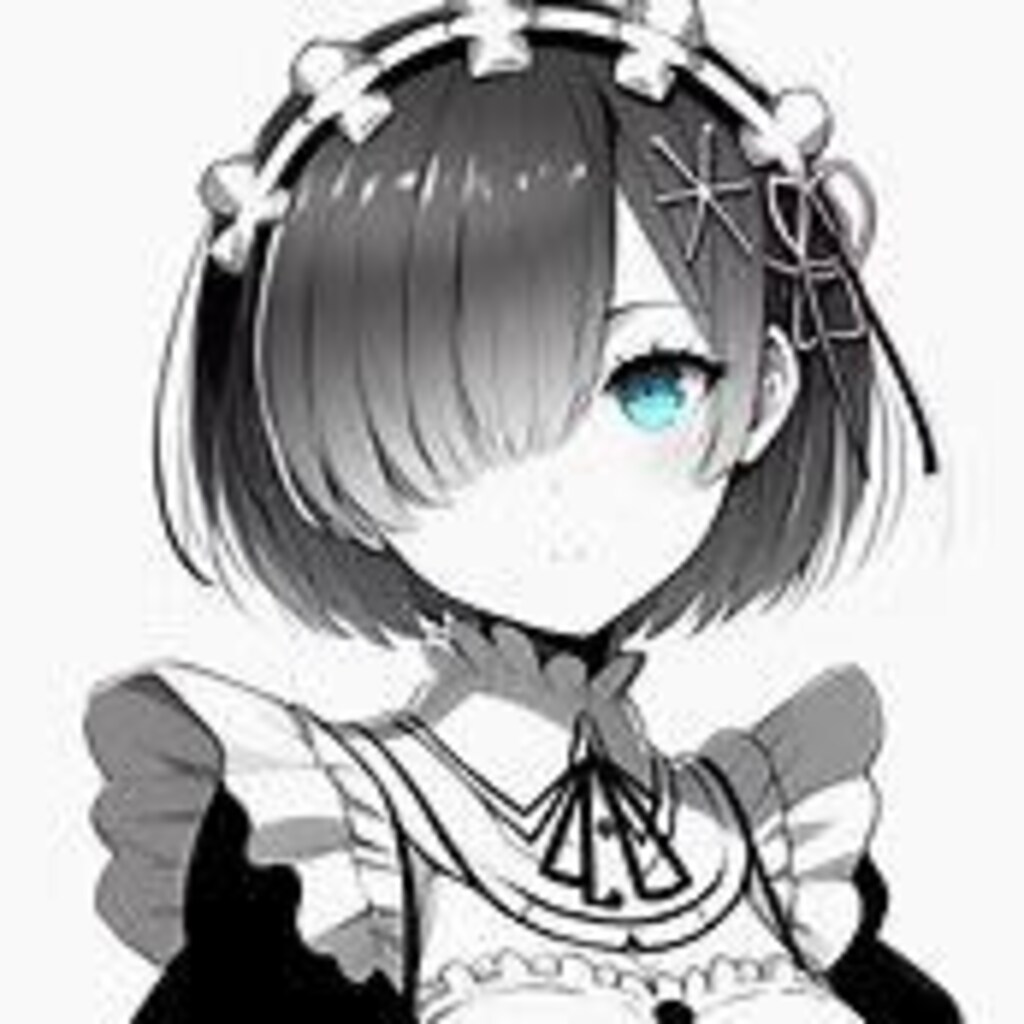 鬼がかったメイドさんモノクロ風