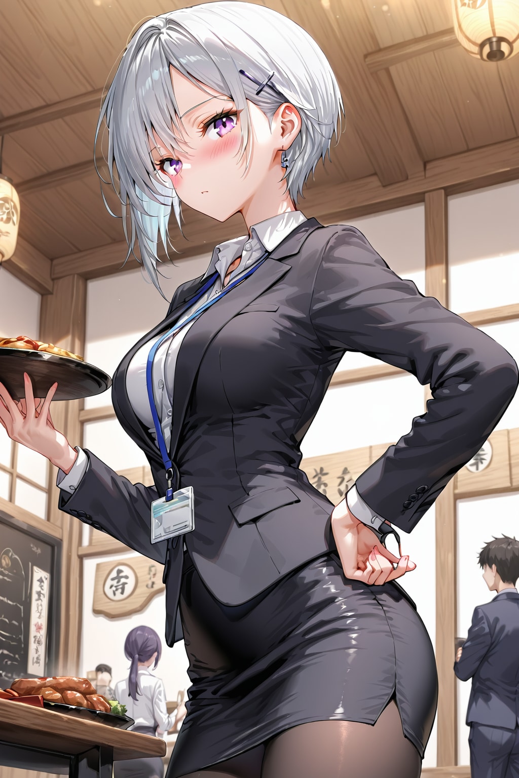 (1134)銀髪ちゃんOL | の人気AIイラスト・グラビア