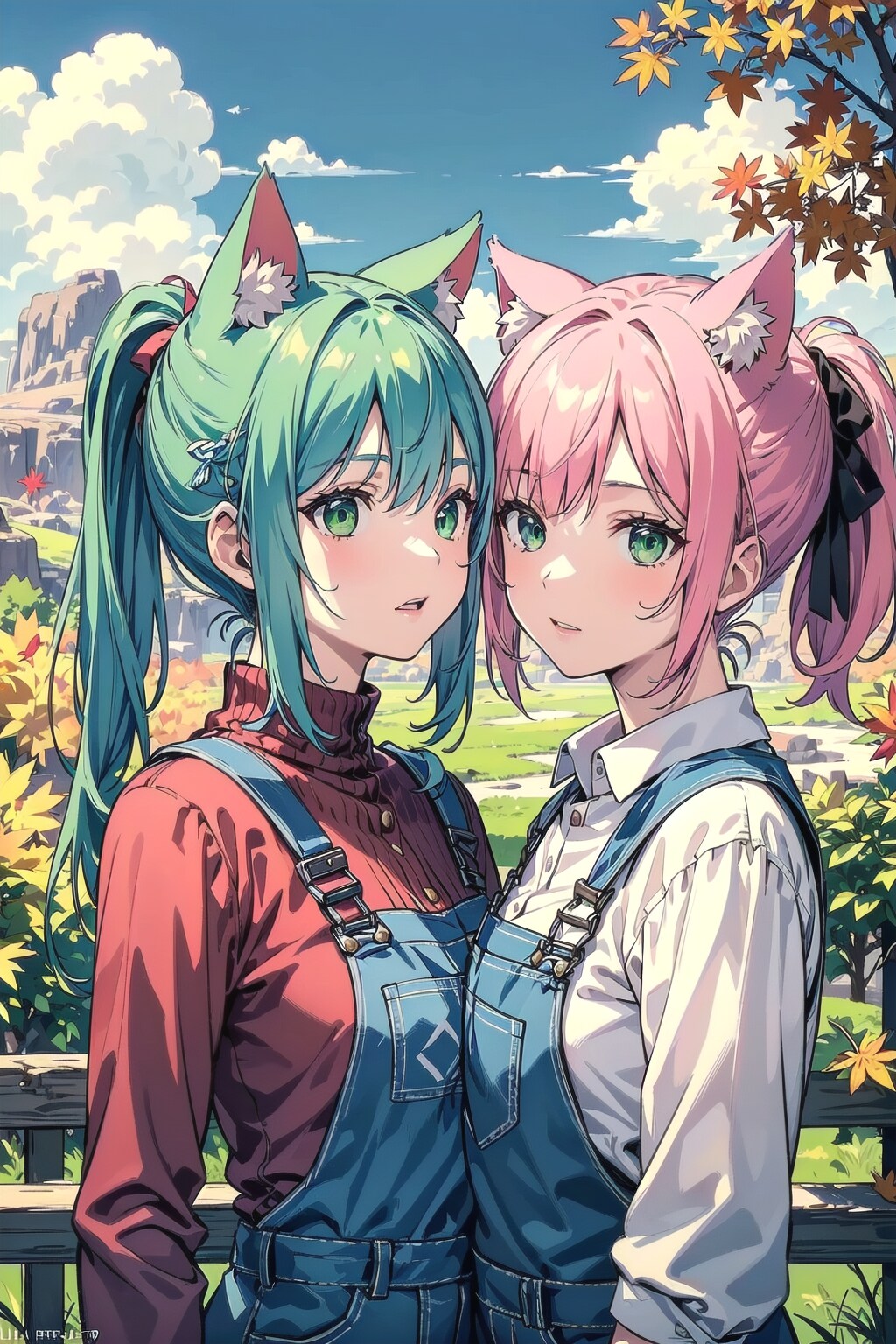 オーバーオールな猫耳姉妹🐱🐱