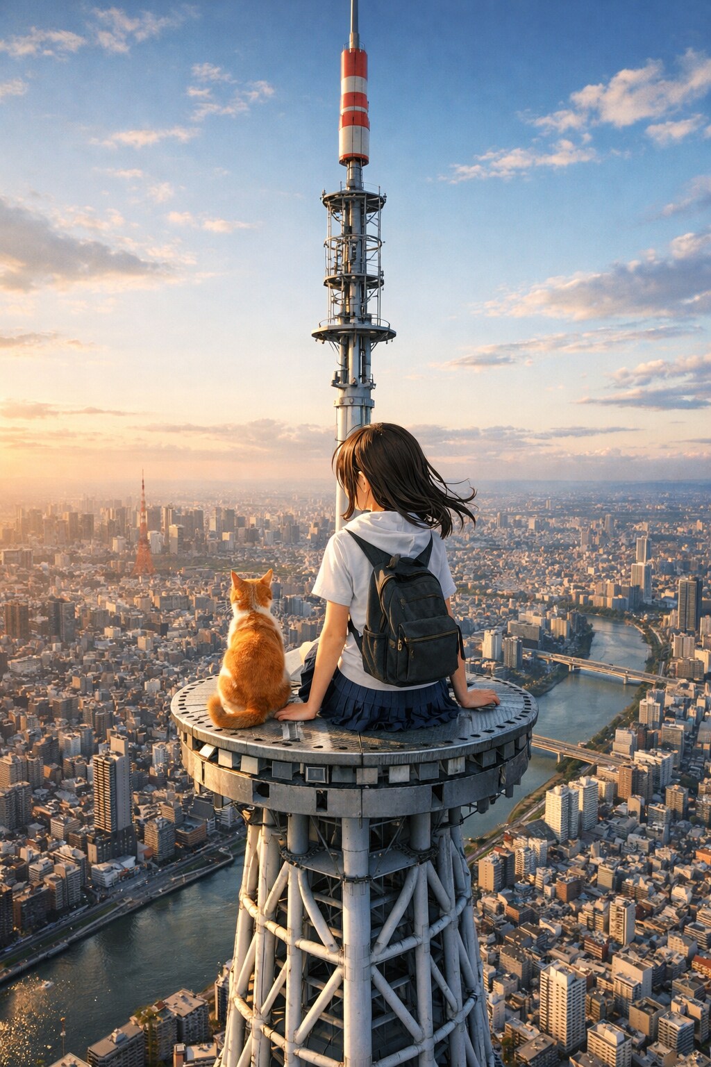 街並みを見下ろす少女