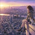街並みを見下ろす少女 2枚目