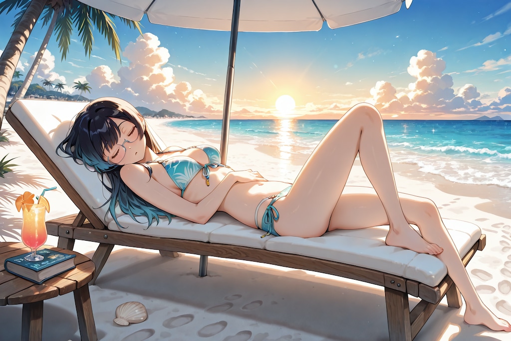 海辺でうたた寝